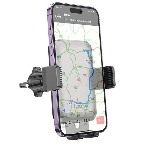 Тримач для мобільного HOCO H26 Rock push-type car holder(air outlet Black gray 656-00497 фото