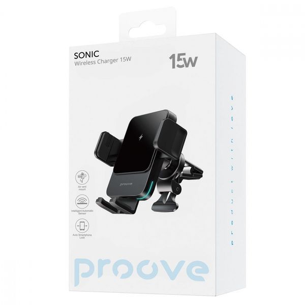Автотримач з бездротовою зарядкою Proove Sonic 15W black 656-02645 фото