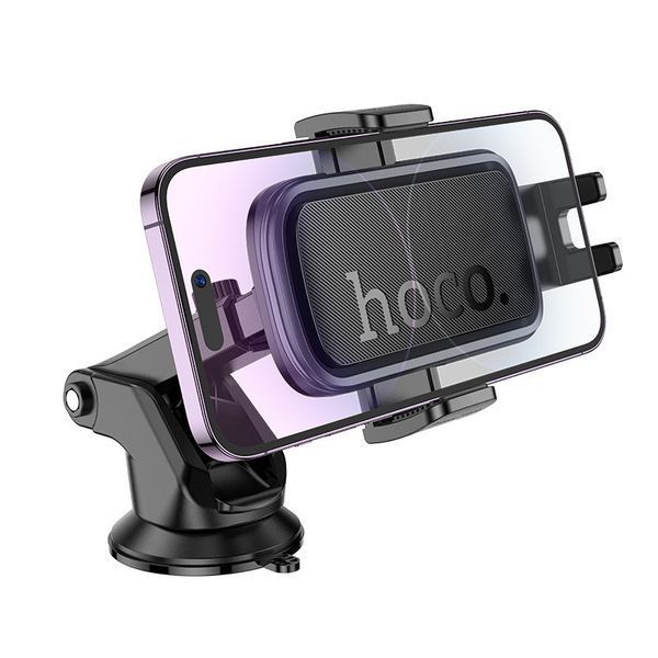 Автодержатель для телефона HOCO H79 Vista push-type car holder (center console) Black Metal Gray 6942007647892 фото
