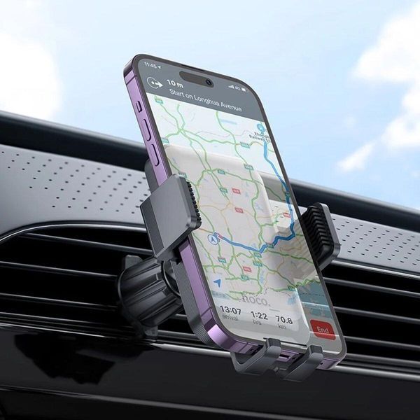 Тримач для мобільного HOCO H26 Rock push-type car holder(air outlet Black gray 656-00497 фото