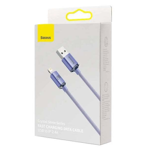 Кабель Baseus Crystal Shine Series Fast Charging Data Cable USB to iP 2.4A 1.2m Purple CAJY000005 фото