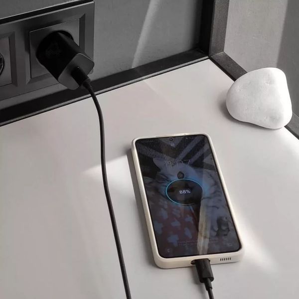 МЗП Baseus Super Silicone Quick Charger 25W (Type-C) + With Cable Type-C to Type-C 3A (1m) White 209-00312 фото