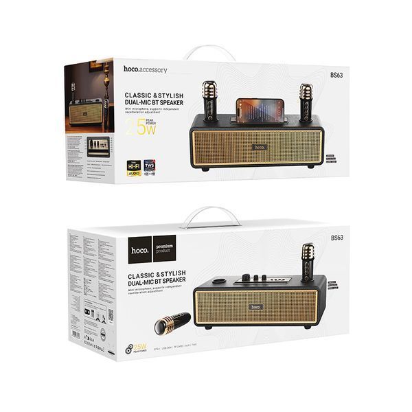 Портативна колонка HOCO BS63 Graceful wireless dual-mic BT speaker, 10W*2, Black 6942007634458 фото