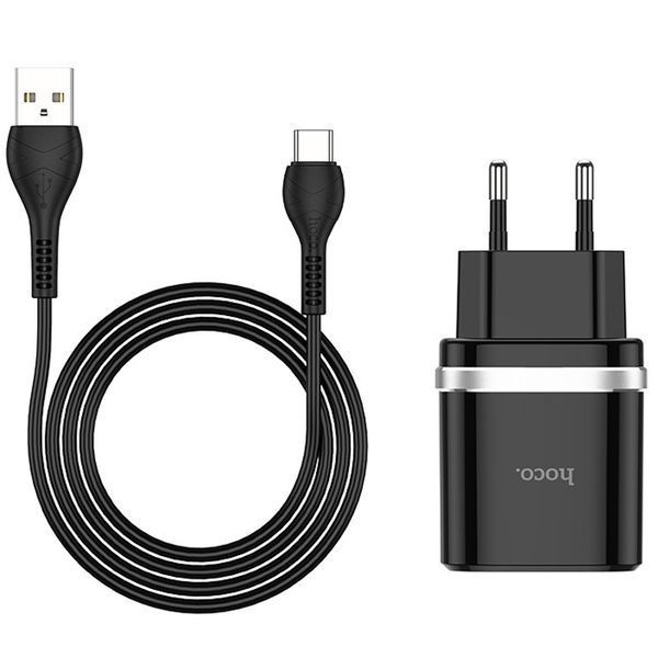 МЗП Hoco C12Q Smart QC3.0 3A (1USB-A) + кабель USB to Type-C Чорний ILSO-00000035260-2 фото