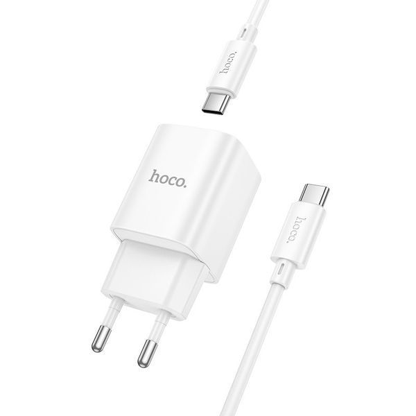Сетевое зарядное устройство HOCO C149A Charm PD30W+QC3.0 charger set (C to C)(EU) White 6942007630351 фото