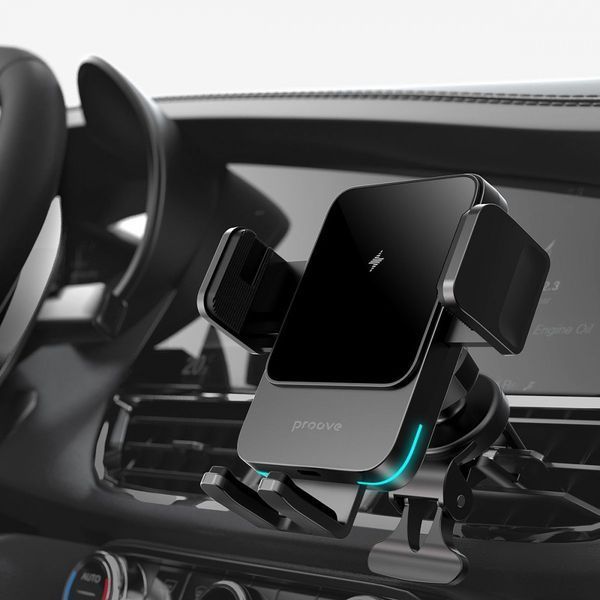 Автотримач з бездротовою зарядкою Proove Sonic 15W black 656-02645 фото
