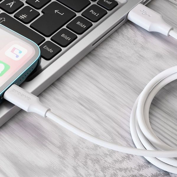 Кабель Proove Striped Silicone USB to Lightning (1m) white 656-02602 фото