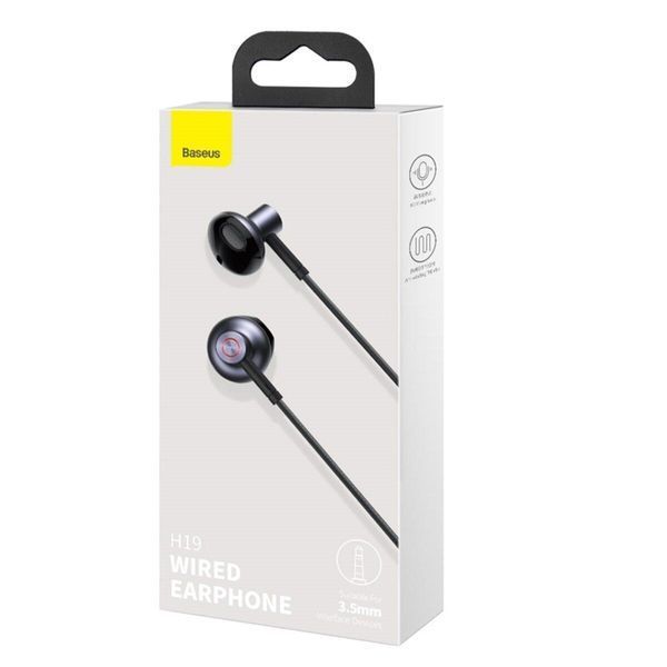 Навушники Baseus Encok 3.5mm Wired Earphone H19 Black 656-03919 фото
