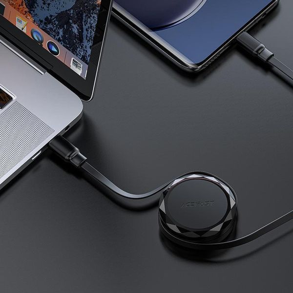 Кабель ACEFAST C13-03 USB-C to USB-C dual retraction charging data cable Black 6974316280132 фото