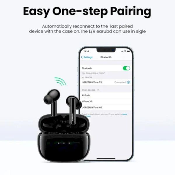 Бездротові навушники UGREEN WS106 HiTune T3 Active Noise-Cancelling Wireless Earbuds (Black)(UGR-90401) 656-01656 фото