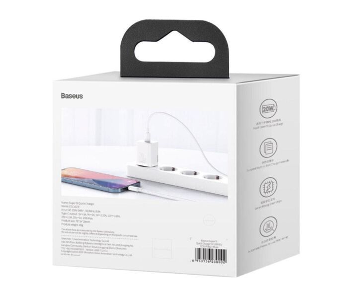 Мережевий зарядний пристрій Baseus Super Si Quick Charger 1C 20W EU White 656-01311 фото