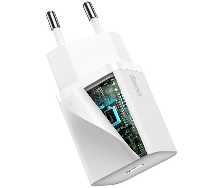 Мережевий зарядний пристрій Baseus Super Si Quick Charger 1C 20W EU White 656-01311 фото