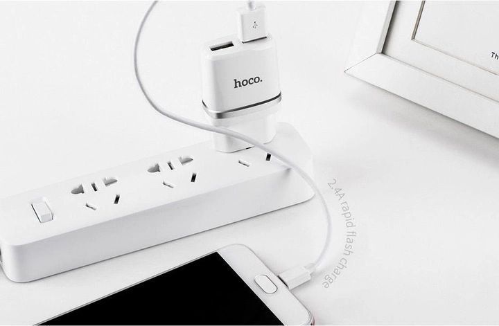 Мережевий зарядний пристрій HOCO C12 Smart dual USB charger 12W White 6957531047759 фото