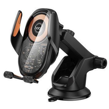 Автотримач для телефона з БЗП HOCO HW34 Blue whale 3-axis linkage wireless fast charging car holder(center console) 6942007652148 фото