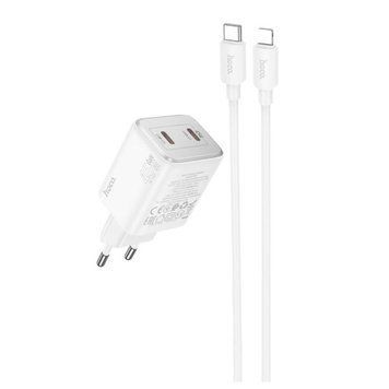 Сетевое зарядное устройство HOCO N42 Elogiado dual-port PD45W(2C) charger set(C to iP) White 656-01377 фото