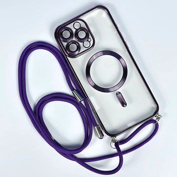 Чехол Crossbody Lanyard with Magsafe с шнурком для iPhone 13 Purple 214-02611 фото