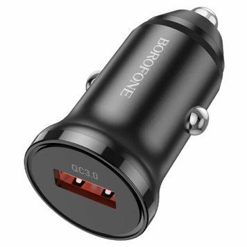 Автомобільний зарядний пристрій BOROFONE BZ18 single port QC3.0 car charger 18W Black 656-00282 фото