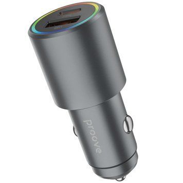 АЗУ Proove Double Energy Plus 53W (USB + Type-C) Metal Gray ACDE53110004 фото