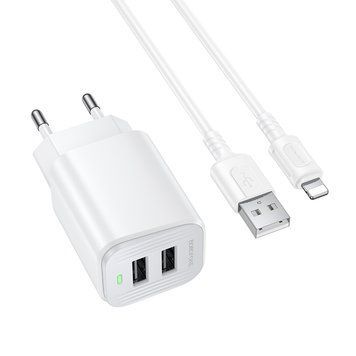 Сетевое зарядное устройство BOROFONE BAS81A Star dual-port charger set (iP) (EU) White 6941991126659 фото