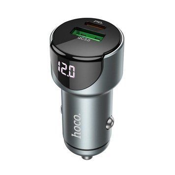 Автомобільний зарядний пристрій HOCO Z42 Light road dual port digital display PD20W+QC3.0 car charger Metal 656-00339 фото