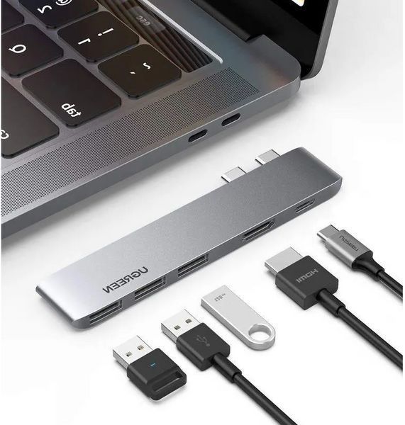 USB-Хаб UGREEN CM251 Dual USB-C To HDMI+3*USB 3.0 A+Type C Female Converter UGR-60559 фото