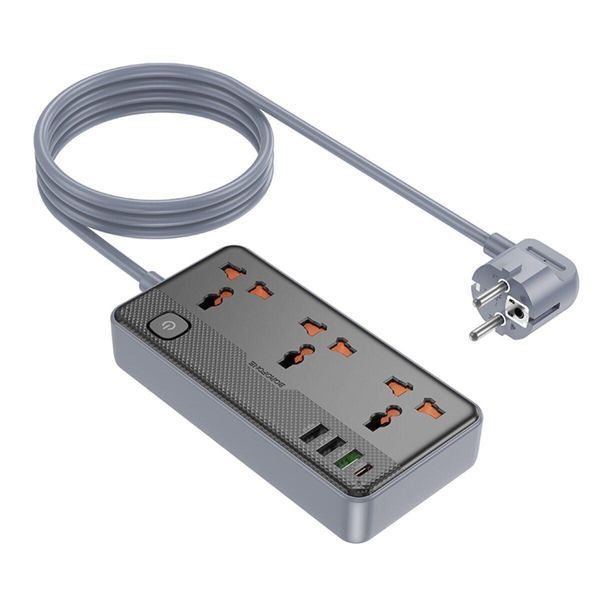 Мережевий подовжувач BOROFONE BAC3A Roy 3 position socket(PD20W/1C3A)(EU) Black 656-03203 фото