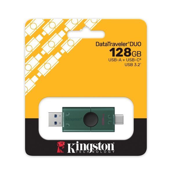 Флеш-накопичувач Kingston 128GB DataTraveler DuoG2 USB-A + USB-C 3.2 Gen1 Black/Green DTDEG2/128GB фото