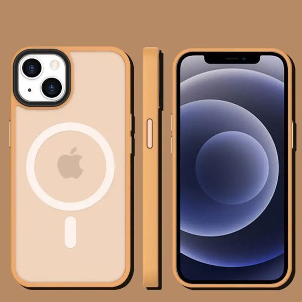 TPU+PC чохол Metal Buttons with MagSafe Colorful для Apple iPhone 13 (6.1") Orange 555-03071 фото