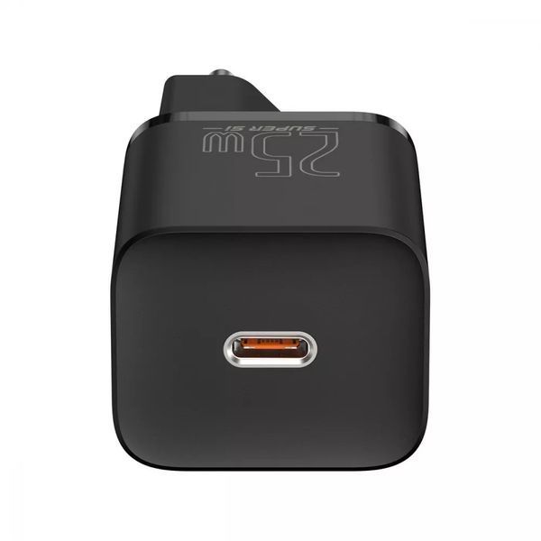 СЗУ Baseus Super Silicone Quick Charger 25W (Type-C) + With Cable Type-C to Type-C 3A (1m) Black 209-00313 фото