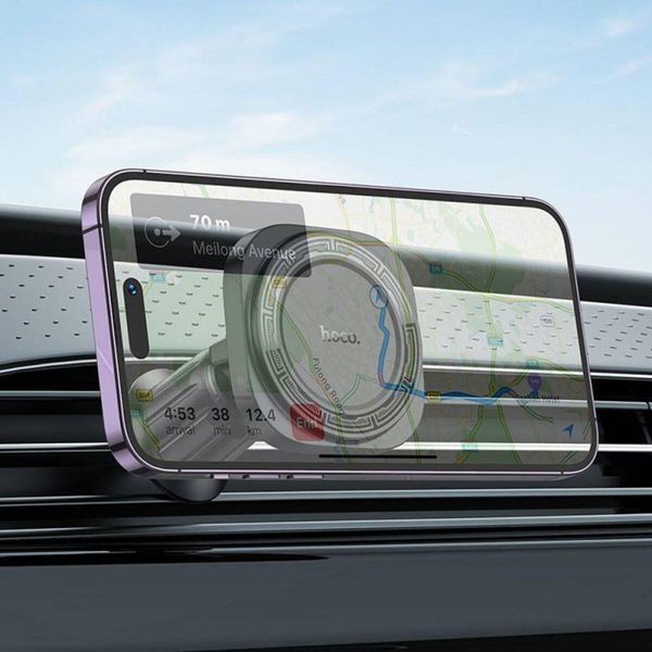 Держатель для мобильного HOCO H28 Rainbow ring magnetic car holder(air outlet) Black 656-00498 фото