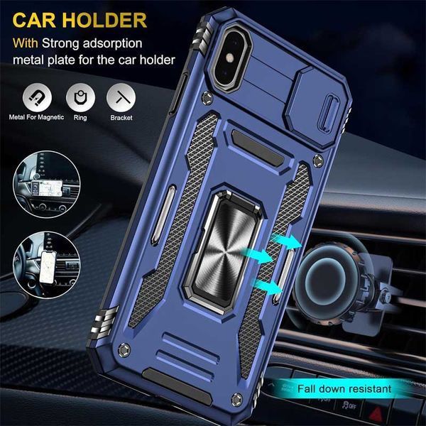 Ударостійкий чохол Camshield Army Ring для Apple iPhone X / XS (5.8") Navy Blue 777-05037 фото