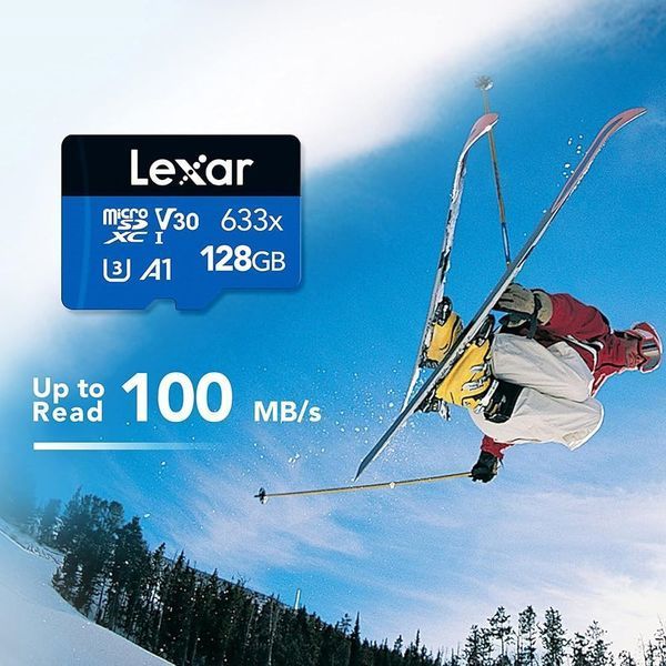 Карта памяти microSDXC (UHS-1 U3) Lexar High-Performance 633x 128Gb class 10 V30 A1 (100Mb/s) Blue Series (adapter SD) LMS0633128G-BNAAA фото