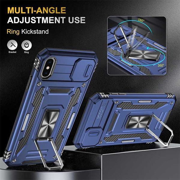Ударостійкий чохол Camshield Army Ring для Apple iPhone X / XS (5.8") Navy Blue 777-05037 фото