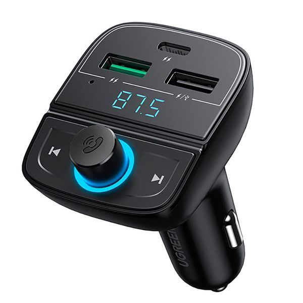 АЗУ с FM-модулятором UGREEN CD229 FM&Bluetooth Transmitter&Car Charger + TF Slot Black UGR-80910 фото