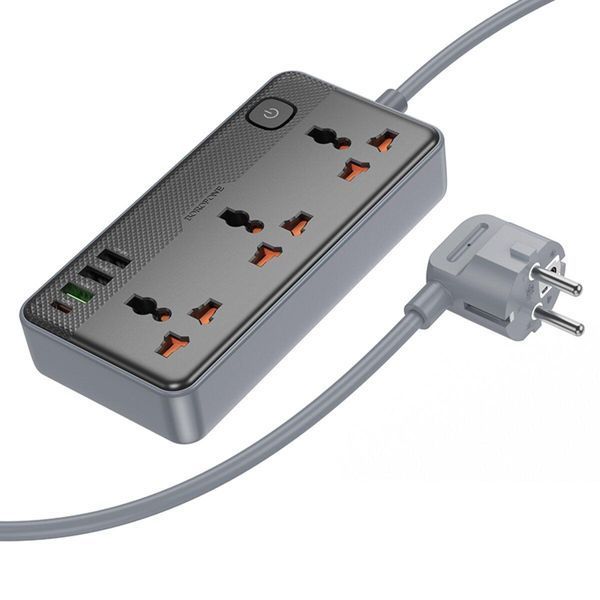 Мережевий подовжувач BOROFONE BAC3A Roy 3 position socket(PD20W/1C3A)(EU) Black 656-03203 фото