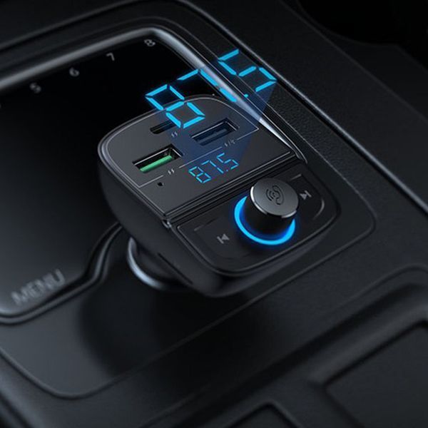АЗУ с FM-модулятором UGREEN CD229 FM&Bluetooth Transmitter&Car Charger + TF Slot Black UGR-80910 фото