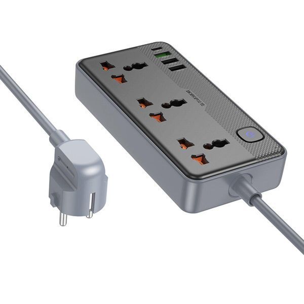 Мережевий подовжувач BOROFONE BAC3A Roy 3 position socket(PD20W/1C3A)(EU) Black 656-03203 фото