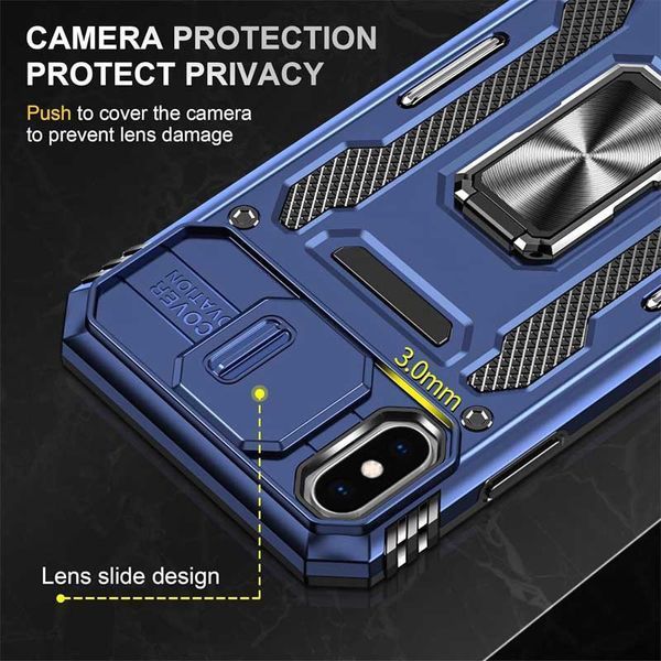 Ударостійкий чохол Camshield Army Ring для Apple iPhone X / XS (5.8") Navy Blue 777-05037 фото