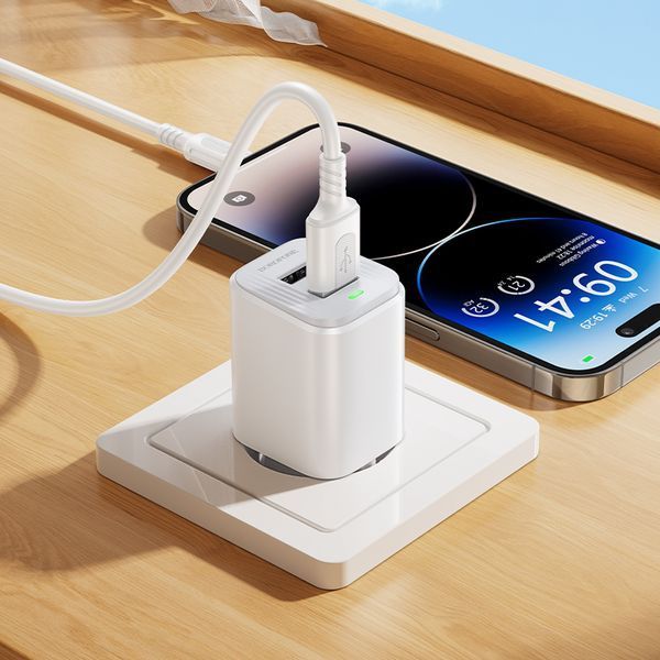 Сетевое зарядное устройство BOROFONE BAS81A Star dual-port charger set (iP) (EU) White 6941991126659 фото