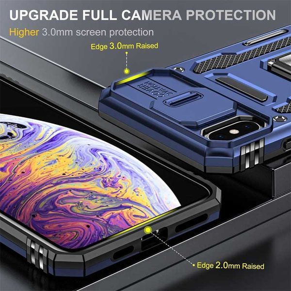 Ударостійкий чохол Camshield Army Ring для Apple iPhone X / XS (5.8") Navy Blue 777-05037 фото