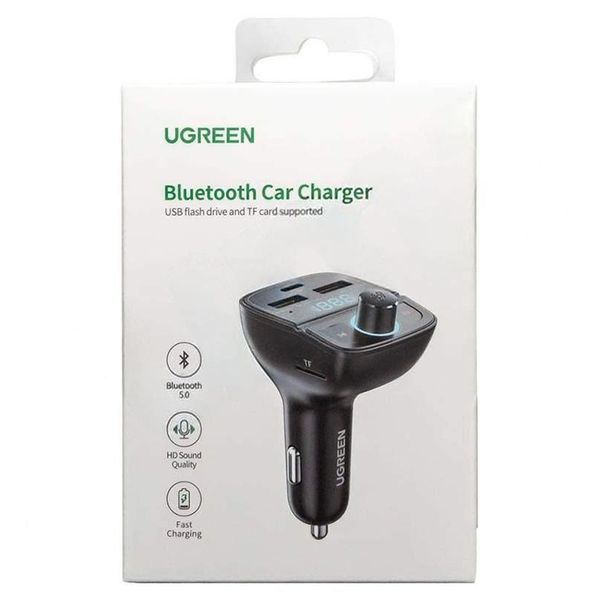 АЗУ с FM-модулятором UGREEN CD229 FM&Bluetooth Transmitter&Car Charger + TF Slot Black UGR-80910 фото