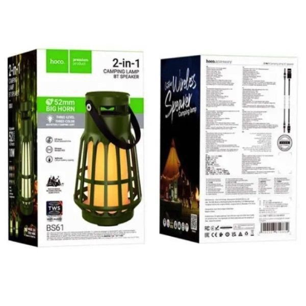 Портативна колонка HOCO BS61 Wild fun outdoor camping light BT speaker Olive Green 656-00763 фото
