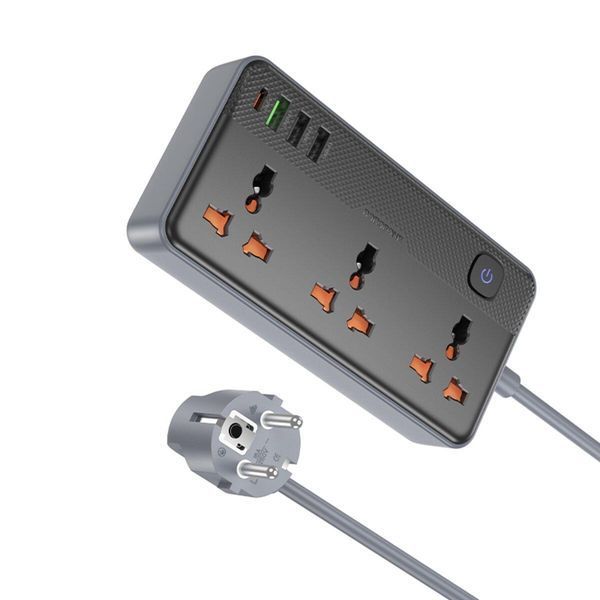 Мережевий подовжувач BOROFONE BAC3A Roy 3 position socket(PD20W/1C3A)(EU) Black 656-03203 фото
