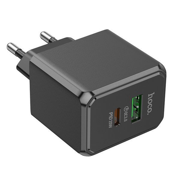 Мережевий зарядний пристрій HOCO CS14A Ocean PD20W+QC3.0 charger Black 6942007603898 фото
