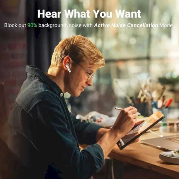 Бездротові навушники UGREEN WS106 HiTune T3 Active Noise-Cancelling Wireless Earbuds (White)(UGR-90206) 656-01657 фото