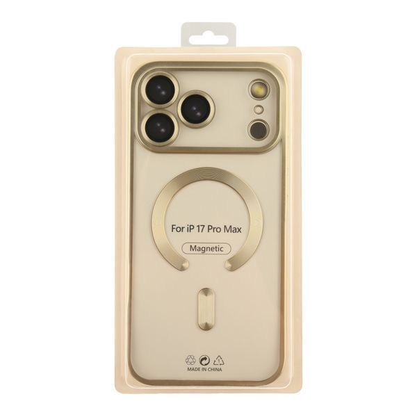 Чехол TPU Metallic Chrome Full Camera with Magsafe для iPhone 17 Pro Max Chrome Gold 214-04626 фото
