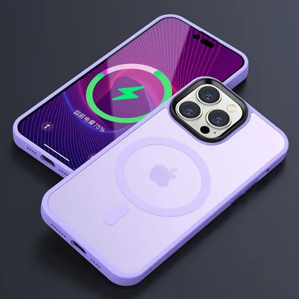 TPU+PC чохол Metal Buttons with MagSafe Colorful для Apple iPhone 14 Pro (6.1") Light Purple 555-03121 фото