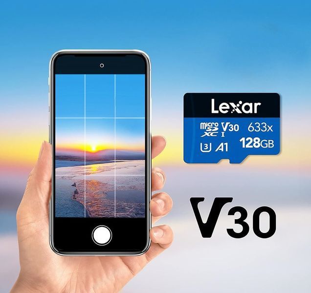 Карта памяти microSDXC (UHS-1 U3) Lexar High-Performance 633x 128Gb class 10 V30 A1 (100Mb/s) Blue Series (adapter SD) LMS0633128G-BNAAA фото