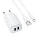 Сетевое зарядное устройство BOROFONE BAS81A Star dual-port charger set (iP) (EU) White 6941991126659 фото 1