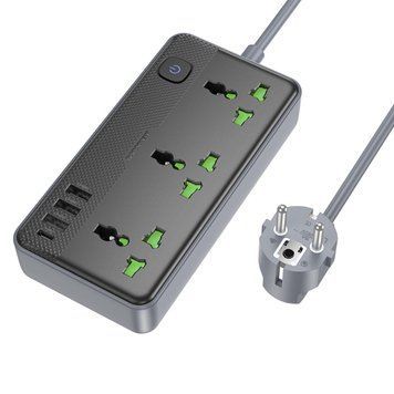 Сетевой удлинитель BOROFONE BAC2A Leya 3 position socket(1C3A)(EU) Black 656-03204 фото
